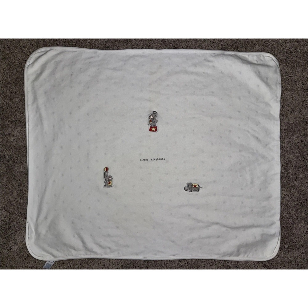 Vintage Gymboree Baby Blanket White Cotton Red Yellow Star Ball Circus Elephant‎